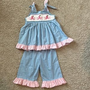 2T Smocked set- beach/octopus/summer